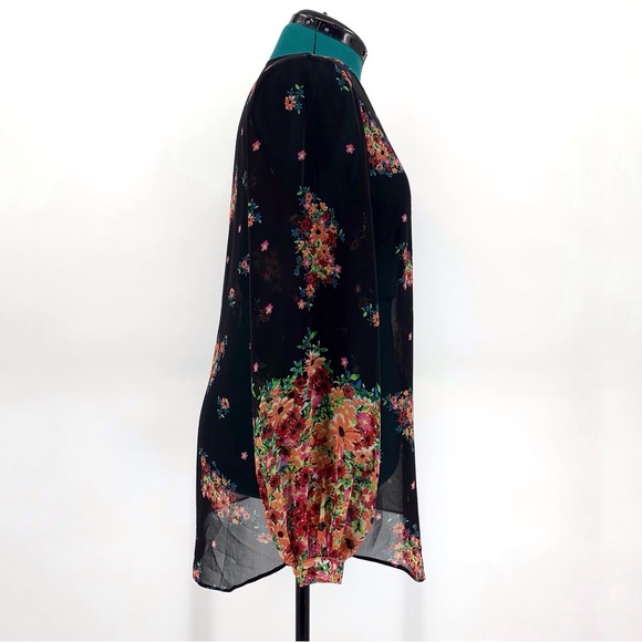 Cabi Blooming Blouse #3594, Floral Print Sheer Long Sleeve V-Neck Top, Medium - Picture 11 of 16